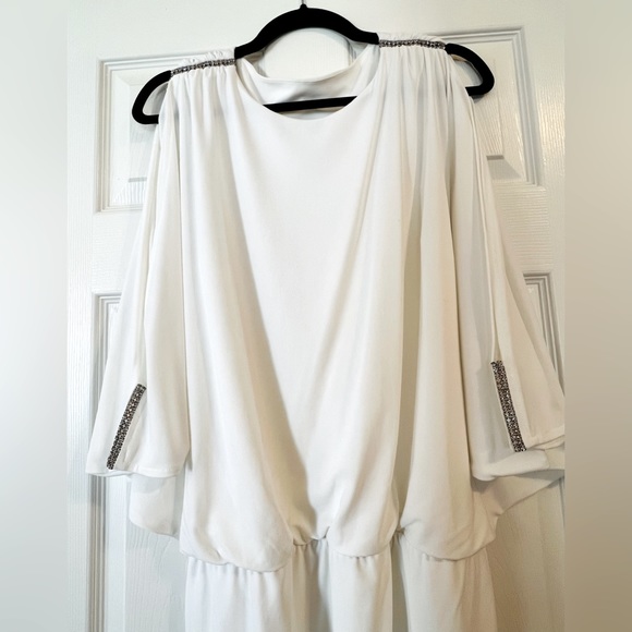 CACHÉ Crystal Embellished Cold-Shoulder dress. Size L - Picture 2 of 12